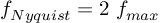 (TeX formula:  f_{Nyquist} = 2 \; f_{max} )