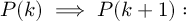 (TeX formula: P(k) \implies P(k+1) :)