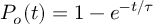 (TeX formula:  P_{o}(t) = 1 - e^{-t/τ} )