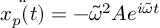 (TeX formula:  \ddot{x_p(t)} = -\tilde{ω}^2 Ae^{i\tilde{ω}t} )