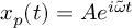 (TeX formula:  x_p(t) = Ae^{i\tilde{ω}t} )