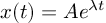 (TeX formula: x(t) = Ae^{λt})