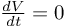 (TeX formula: \frac{dV}{dt} = 0)