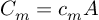 (TeX formula: C_m
= c_mA)