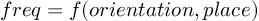 (TeX formula:  freq = f(orientation, place) )